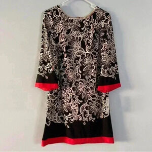 NWT Eliza J Colorblock Floral‎ Shift Dress Mini Stretch 3/4 Sleeve Size 6